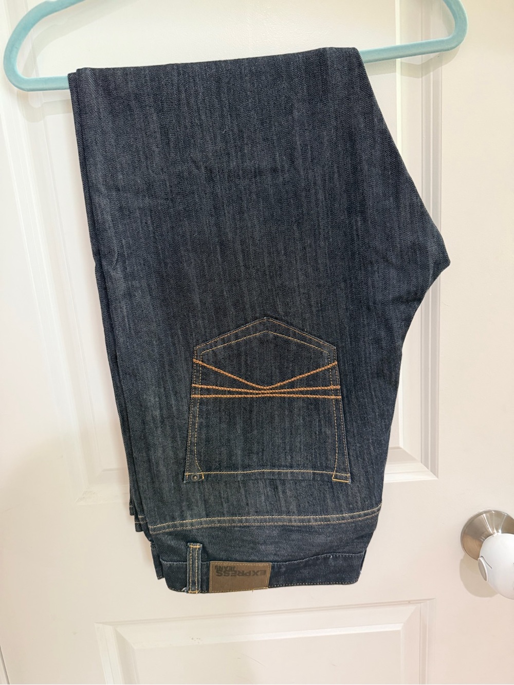 Men's Dark Blue Denim Jeans - Classic loose stretch Straight Fit